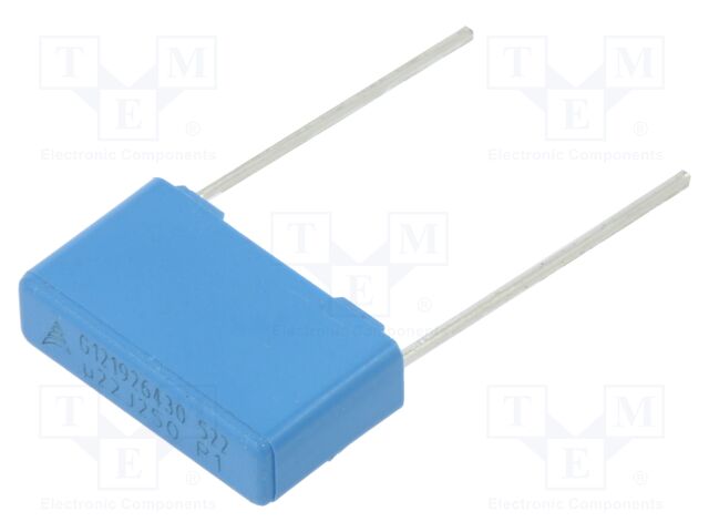 Capacitor: polyester; 220nF; 160VAC; 250VDC; 15mm; ±5%; 5x10.5x18mm