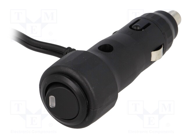 Cigarette lighter plug; 8A; Sup.volt: 7÷12VDC; 12V/1x8A; black