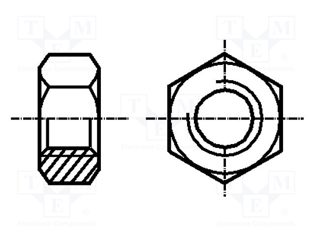 Nut; hexagonal; M10; steel; Plating: without coating; Pitch: 1,5