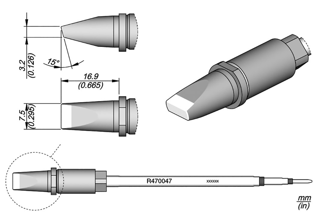 Tip; cut spade; 7.5x3.2mm