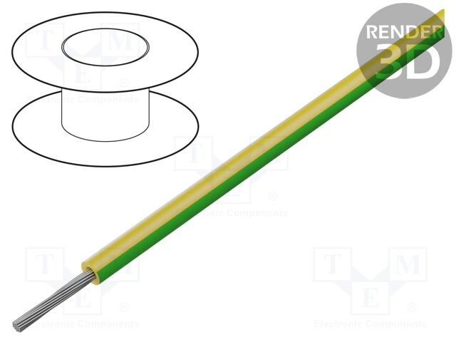 Wire; stranded; Cu; 16AWG; PPO; green-yellow; 600V; 30m