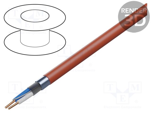 Wire; BiTflame A (St); 2x2x1mm2; Al foil; 150V; Cu; solid; red