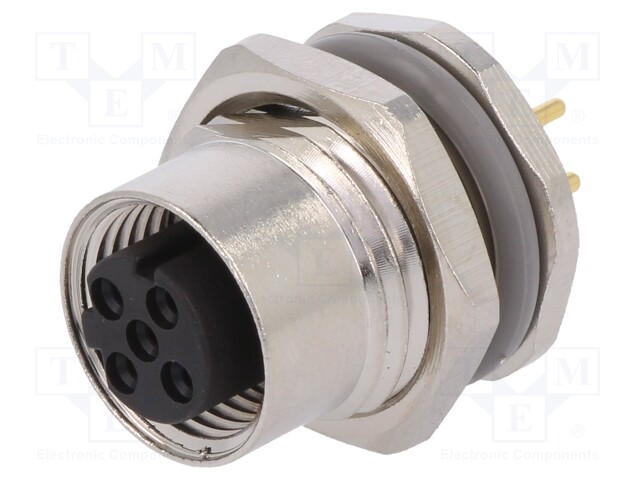 Socket; M12; PIN: 4; female; D code-Ethernet; THT; IP67; straight