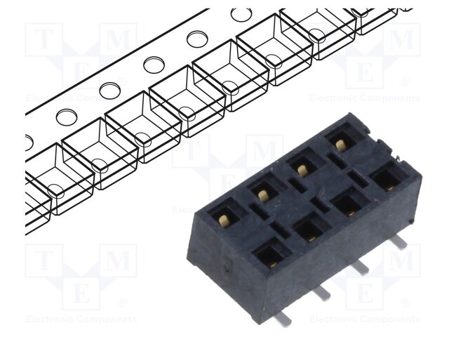 Connector: pin strips; female; 2.54mm; gold flash; SMT; socket