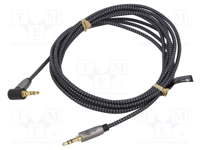 Cable; Jack 3.5mm 3pin plug,Jack 3.5mm 3pin angled plug; 5m