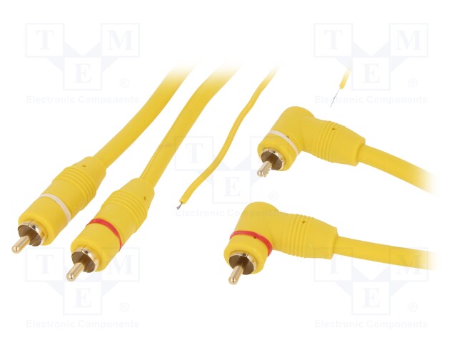 RCA plug x2,RCA plug x2 angled,control; 5m; Colour: yellow