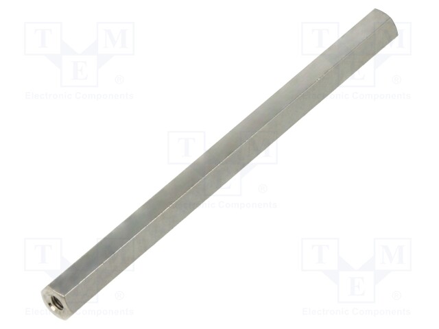 Screwed spacer sleeve; Int.thread: M3; 80mm; hexagonal; brass