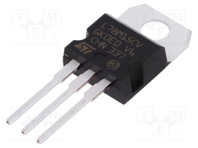 IC: voltage regulator; linear,fixed; 15V; 0.5A; TO220AB; THT; ±4%