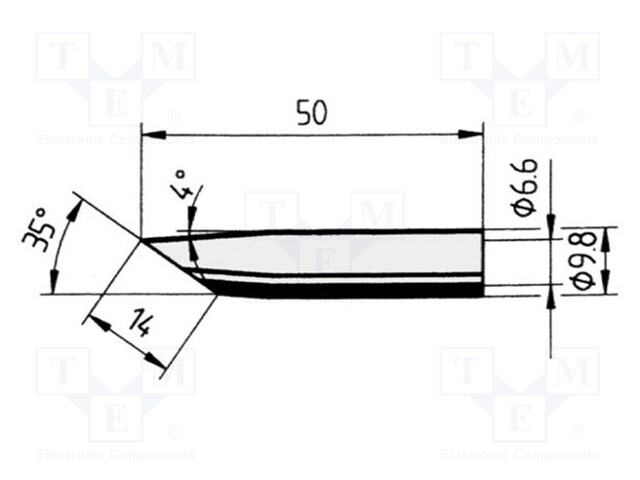 Tip; conical sloped; 14mm; for  soldering iron