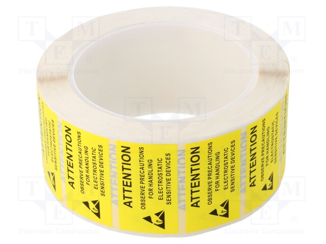 Self-adhesive label; ESD; 25x45mm; 1000pcs; reel; yellow-black