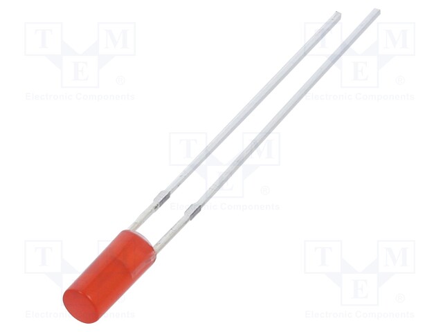 LED; 3mm; red; 330÷500mcd; 110°; Front: flat; Pitch: 2.54mm; 78mW