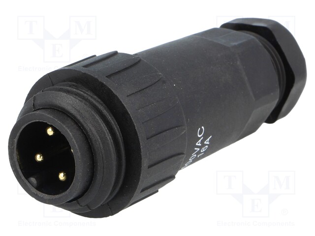 Plug; male; WA22; PIN: 4; 3+PE; IP67; 5÷6.5mm; 16A; screw terminal