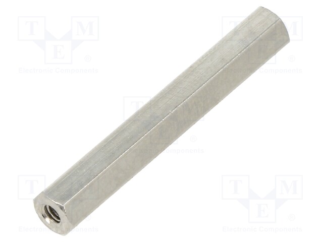 Screwed spacer sleeve; Int.thread: M2,5; 35mm; hexagonal; brass