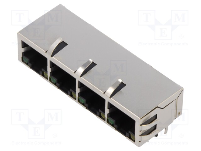 Socket; RJ45; PIN: 8; shielded,with LED; Layout: 8p8c; THT