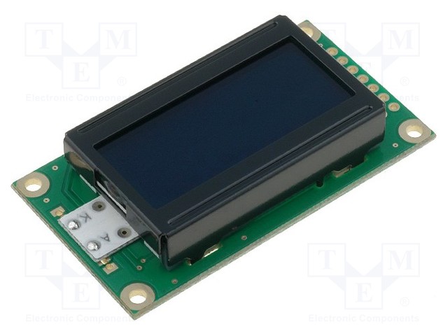 Display: LCD; alphanumeric; FSTN Negative; 8x2; black; LED; PIN: 14