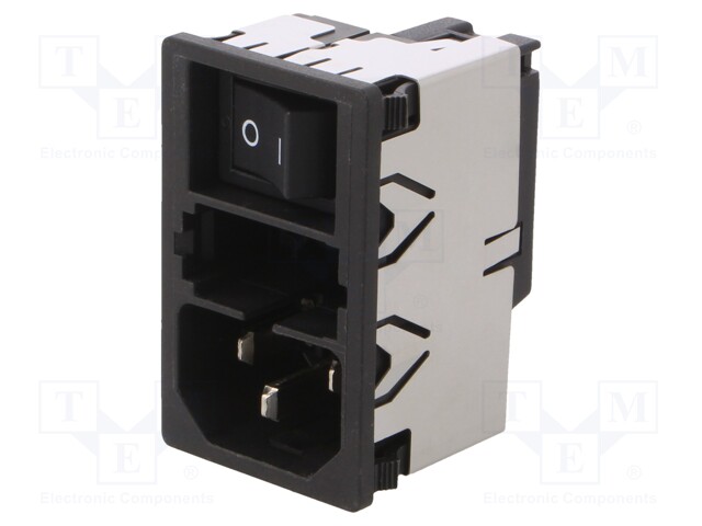 Un-Filtered IEC Power Entry Module, IEC C14, General Purpose, 10 A, 250 VAC, 2-Pole Switch