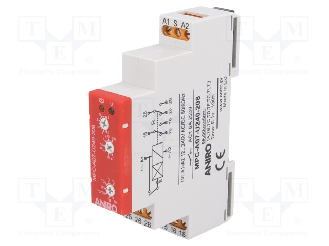 Timer; 0,1s÷100h; DPDT; 250VAC/8A; 12÷240VAC; 12÷240VDC; DIN; PIN: 9