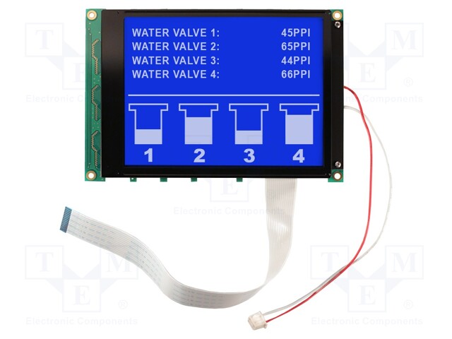 Display: LCD; graphical; 320x240; STN Negative; blue; 160x109x13mm
