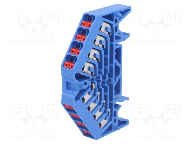 Splice terminal: rail; 1.5mm2; ways: 4; terminals: 16; blue; 250VAC