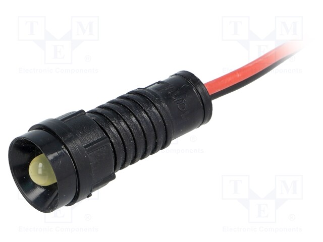 Indicator: LED; recessed; 220VDC; Cutout: Ø11mm; IP40; 300mm leads