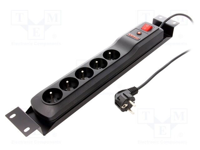 Plug socket strip: protective; Sockets: 5; 250VAC; 10A