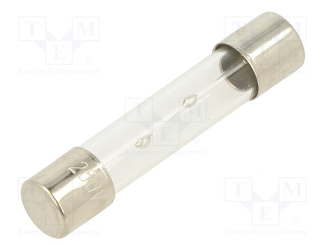 Fuse: fuse; 10A; 250VAC; glass; 6.35x31.8mm; brass; nickel plated