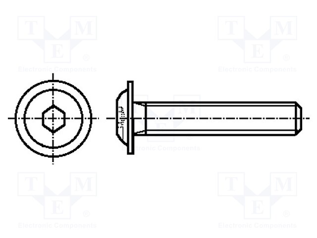 Screw; with flange; M5x30; Head: button; imbus; steel; black finish