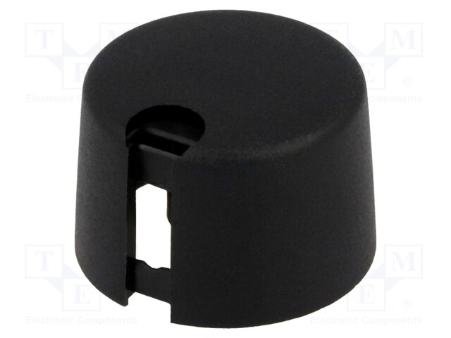 Knob; with pointer; plastic; Shaft d: 6mm; Ø24x16mm; black; push-in