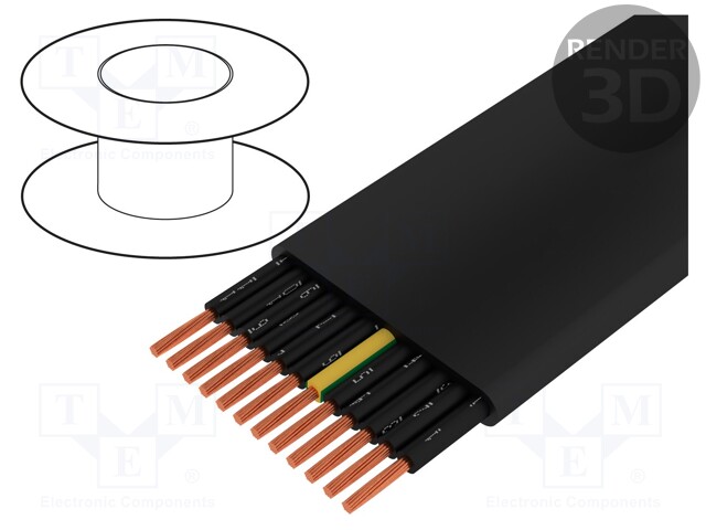 Wire; stranded; Cu; H05VVH6-F; 12G0,75mm2; unshielded; black; PVC