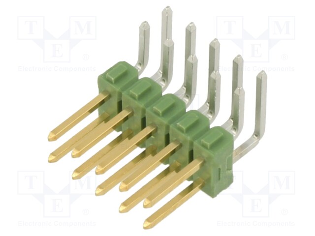 Pin header; pin strips; AMPMODU MOD II; male; PIN: 10; angled 90°