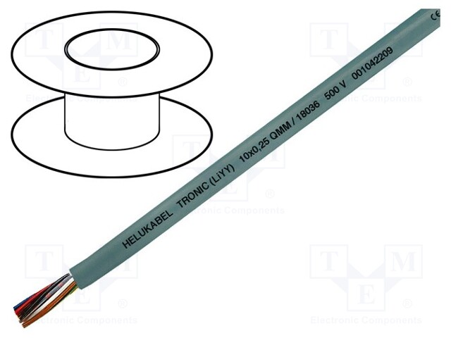 Wire; stranded; Cu; TRONIC LiYY; 8x0,34mm2; unshielded; grey; PVC