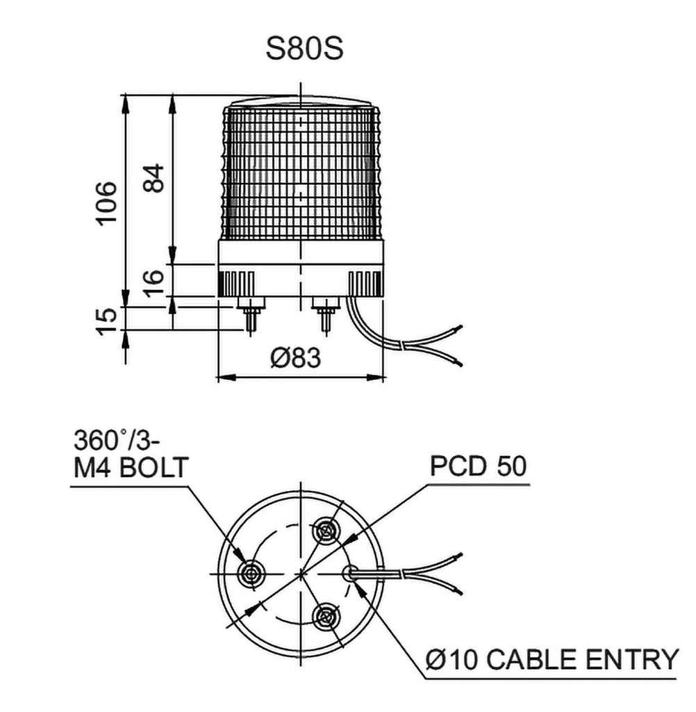 Signaller: lighting; flashing light; red; Series: S80; 12VDC; IP44