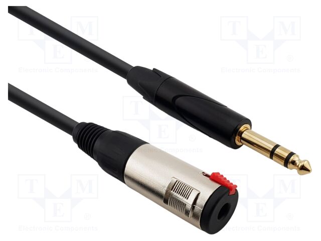 Cable; Jack 6,3mm socket,Jack 6,3mm plug; 6m; black; Øcable: 6mm