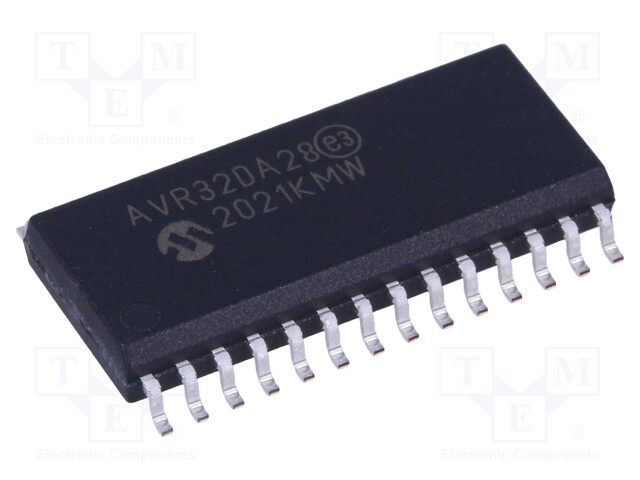 AVR microcontroller; EEPROM: 512B; SRAM: 4kB; Flash: 32kB; SO28