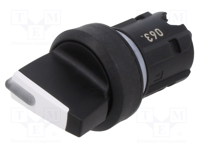 Switch: rotary; Stabl.pos: 3; 22mm; black; Pushbutton: prominent