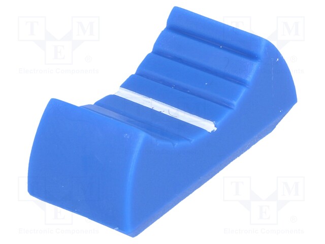 Knob: slider; Colour: blue; 24x11x10mm; Mat: plastic; Pointer: white