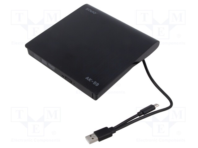 External DVD drive; black; USB A; 147x141x17mm