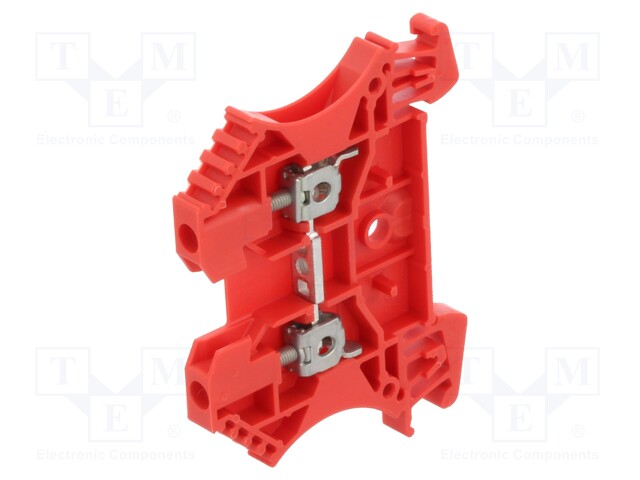 Splice terminal: rail; 2.5mm2; ways: 1; terminals: 2; red; TS35; 800V