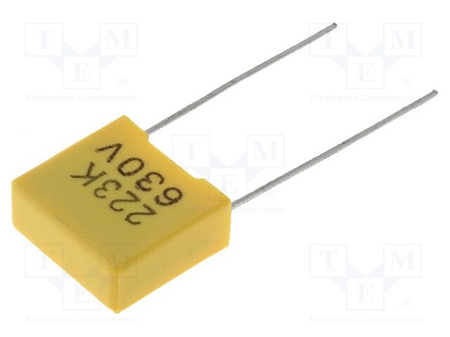 Capacitor: polyester; 22nF; 630VDC; Pitch: 10mm; ±10%; 13x6x12mm