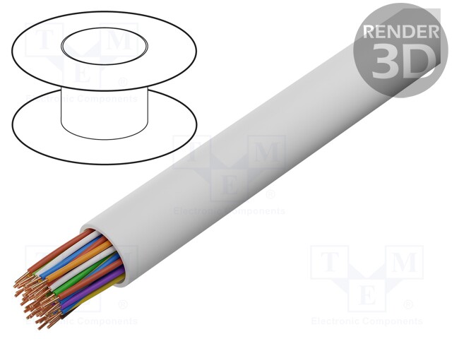 Wire; YTKSY; telecommunication; solid; Cu; 21x2x0,5mm2; PVC; white