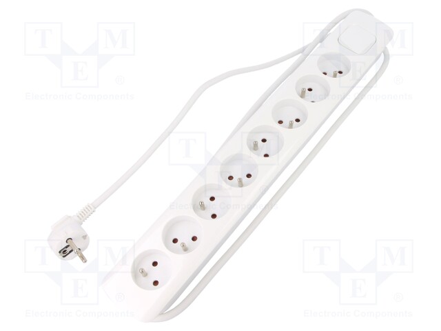 Plug socket strip: protective; Sockets: 8; 230VAC; 10A; 1.4m