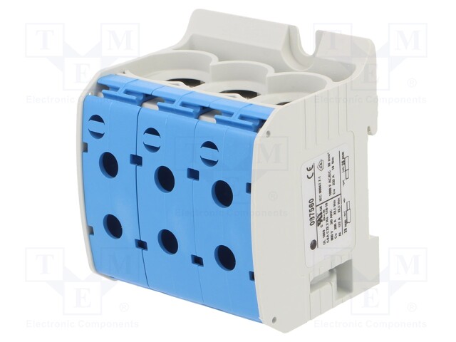 Splice terminal: rail; STB; 95mm2; ways: 1; terminals: 6; blue; TS35