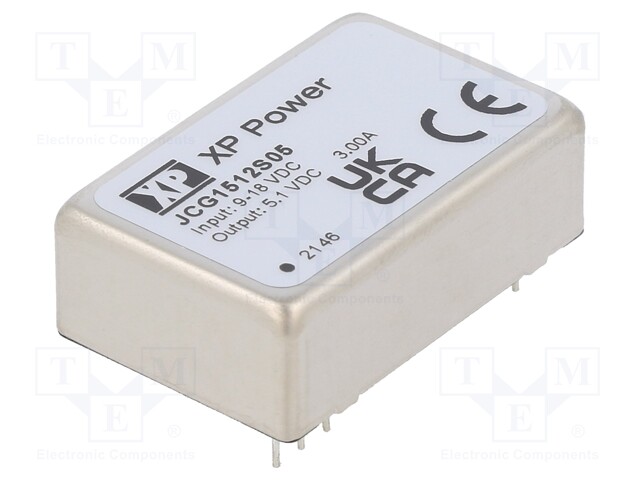 Isolated Board Mount DC/DC Converter, 2:1 Input, ITE, 1 Output, 15 W, 5.1 V, 3 A