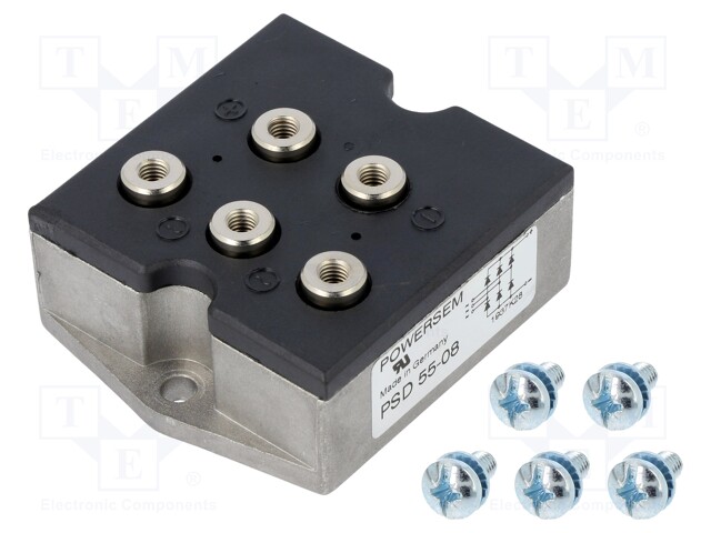 Three-phase bridge rectifier; Urmax: 0.8kV; If: 58A; Ifsm: 670A