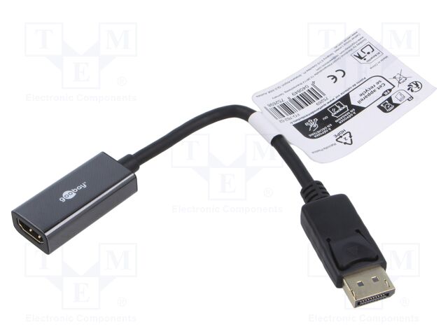 Adapter; DisplayPort plug,HDMI socket; 0.1m; black; black