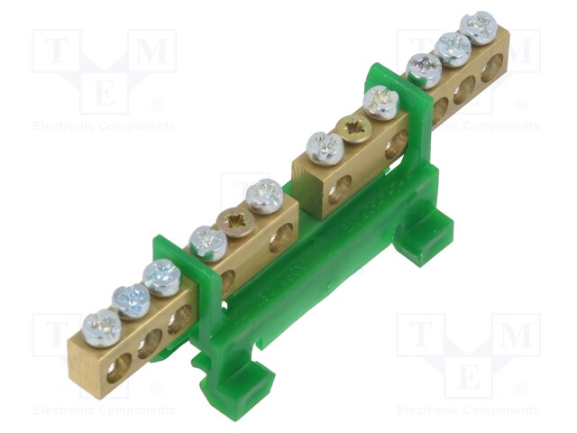 Connector: terminal block; ways: 2; terminals: 10; green