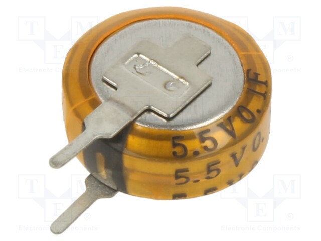 Supercapacitor; THT; 100mF; 5.5VDC; Ø12x4.8mm