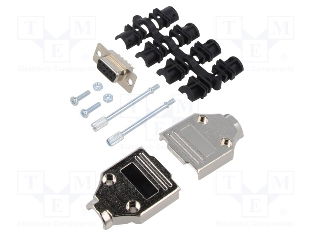 D-Sub; PIN: 9; plug; female; for cable; straight; soldering