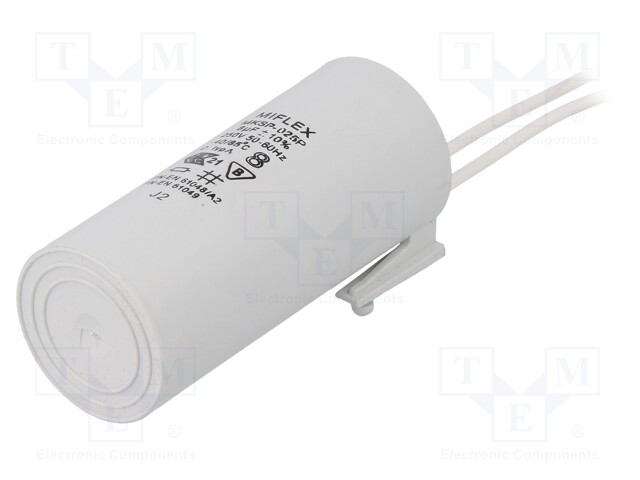 Capacitor: for discharge lamp; 8uF; 250VAC; ±10%; Ø30x70mm; V: 9