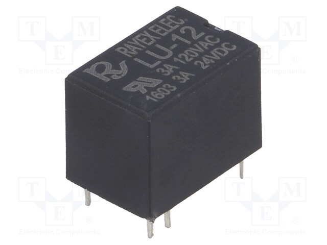 Relay: electromagnetic; SPDT; Ucoil: 12VDC; 1A/120VAC; 2A/24VDC